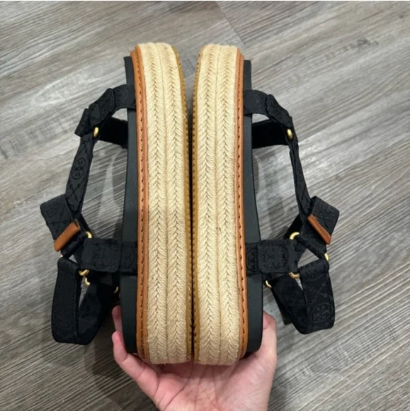 Tory Burch T Monogram Espadrille Sport Sandals - Picture 4 of 6